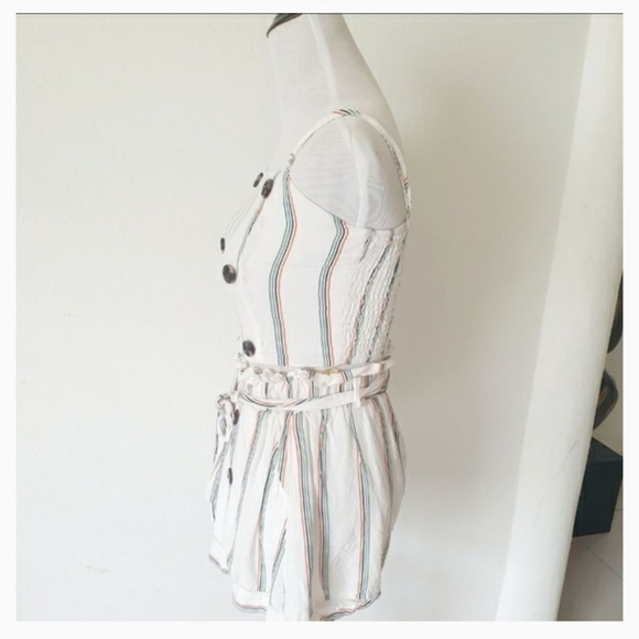 White Multi Stripes Top & Paper Bag Shorts Set - Picture 12 of 15